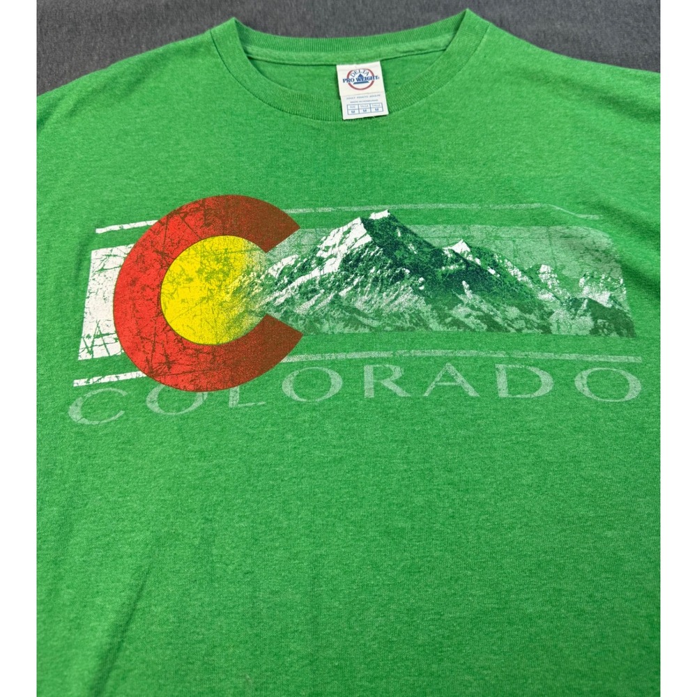 Colorado Graphic T‎ Shirt Delta Pro Weight Green Mountain State Mens M